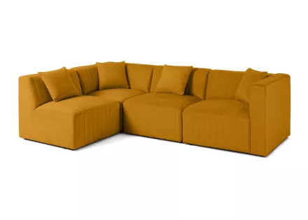 Canapé modulable d'angle gauche 5 places en velours Nova