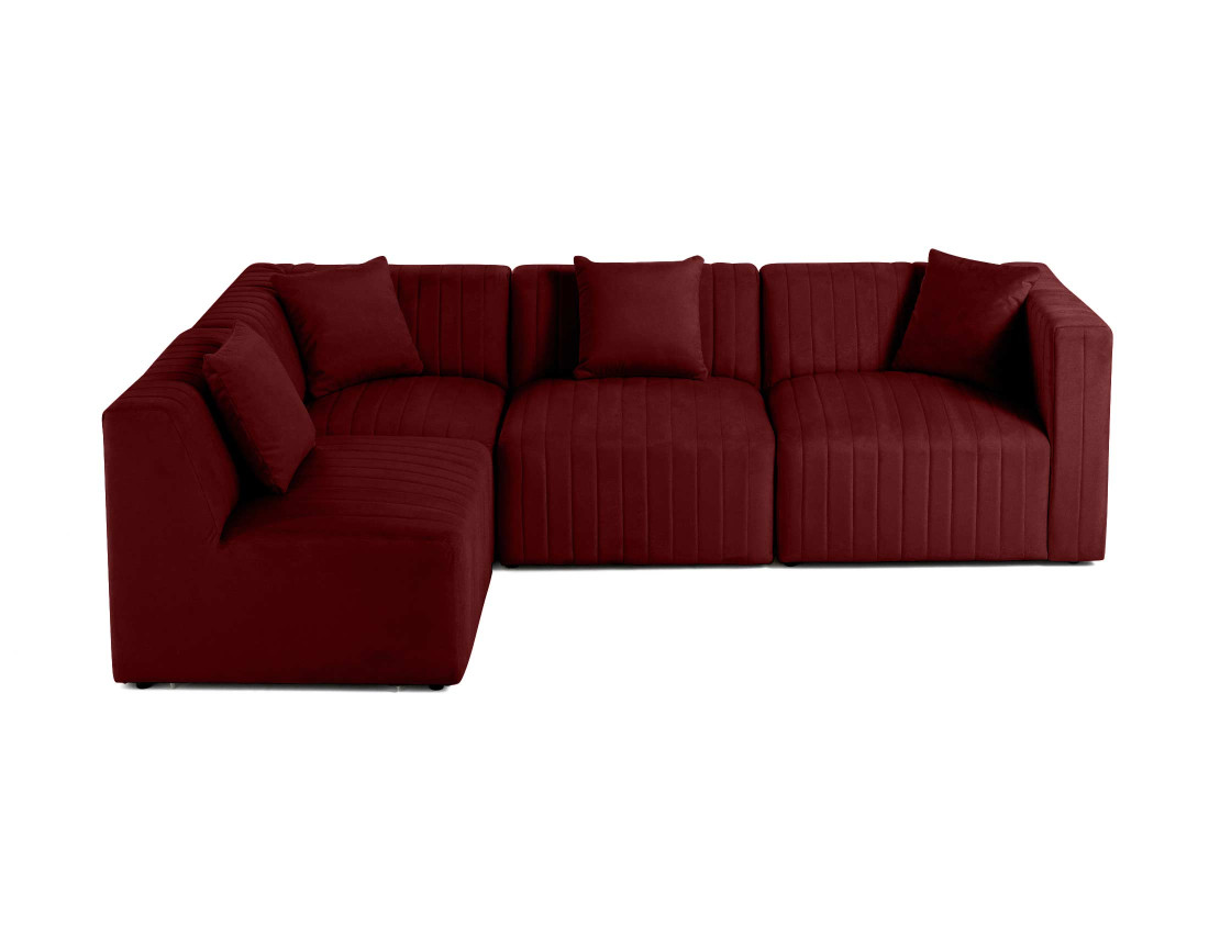 Canapé modulable d'angle gauche 5 places en velours Nova