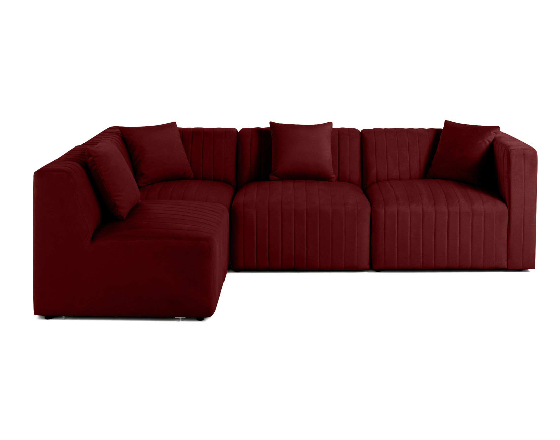 Canapé modulable d'angle gauche 5 places en velours Nova