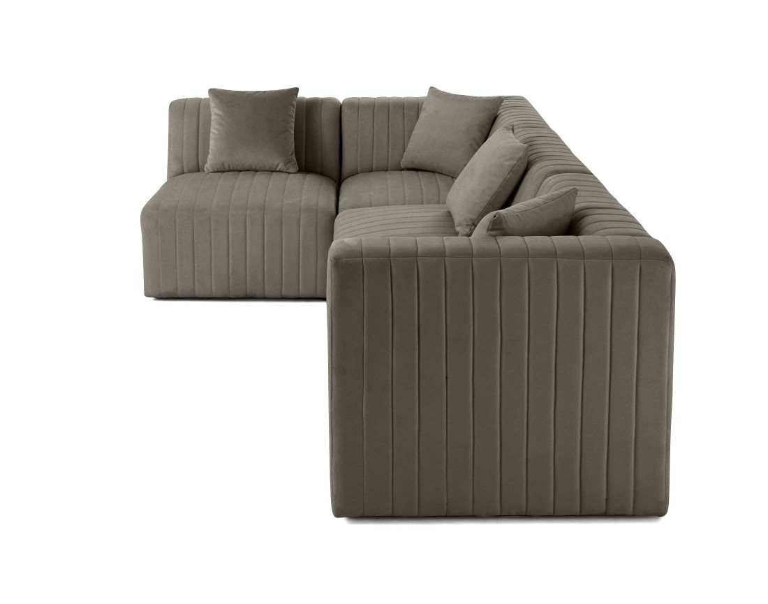 Canapé modulable d'angle gauche 5 places en velours Nova Canapé modulable d'angle gauche 5 places en velours Nova