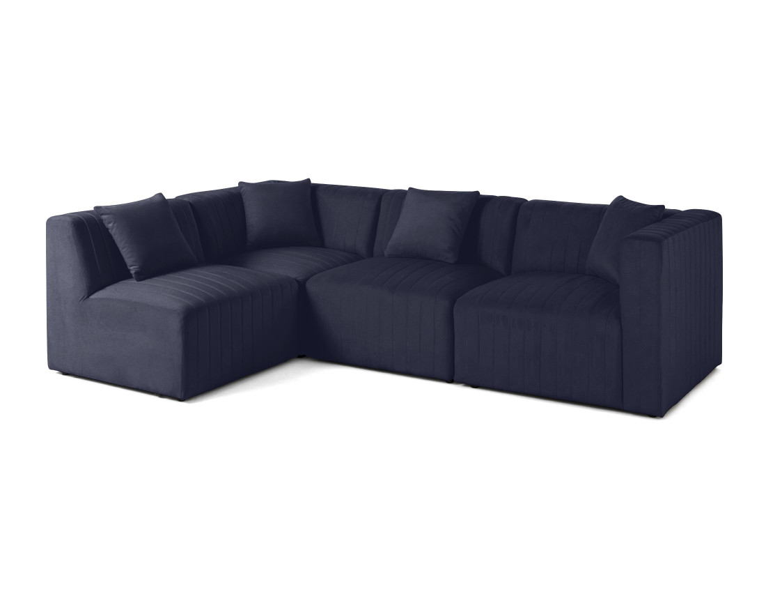 Canapé modulable d'angle gauche 5 places en velours Nova