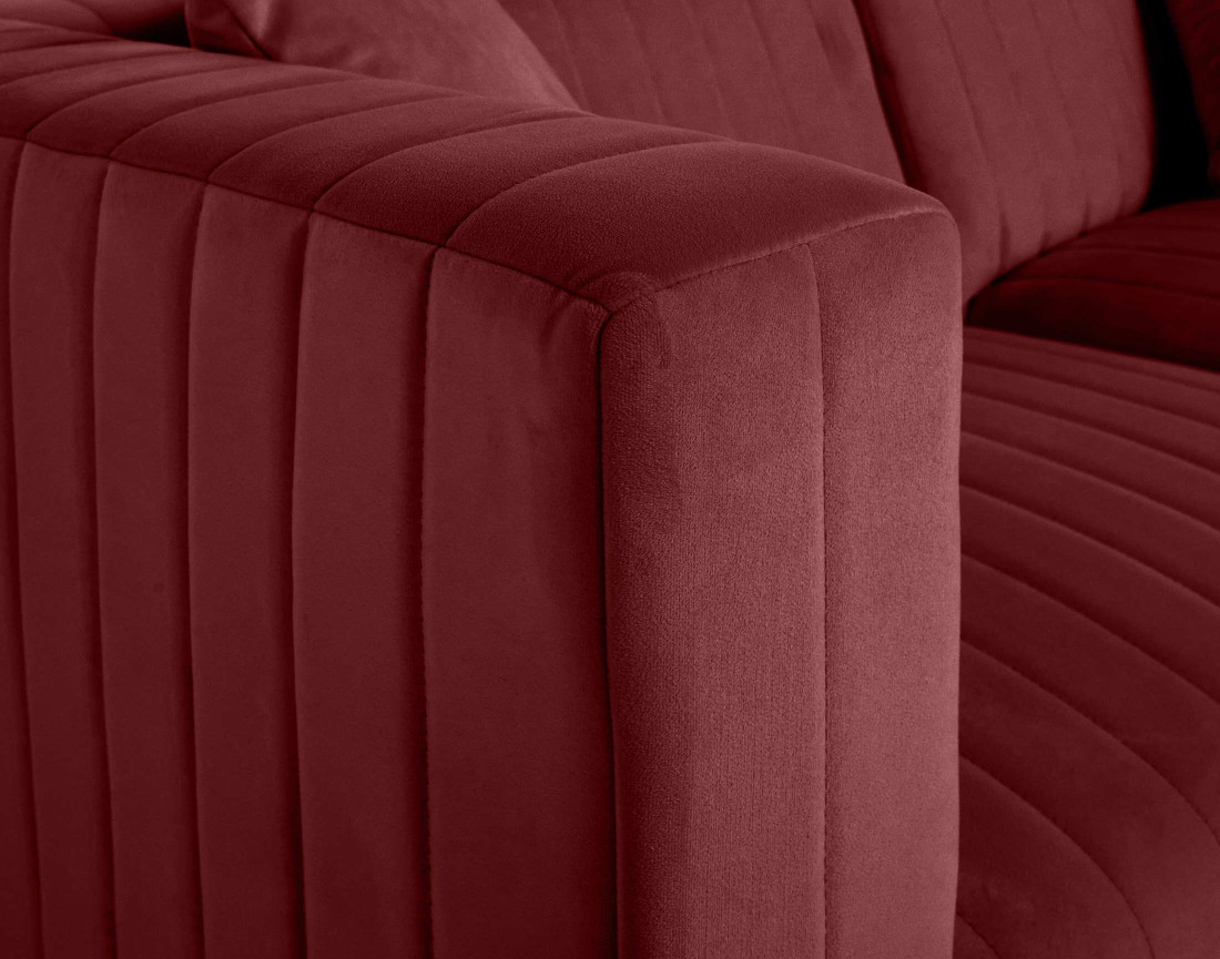Canapé modulable d'angle gauche 5 places avec pouf d'appoint en velours Nova