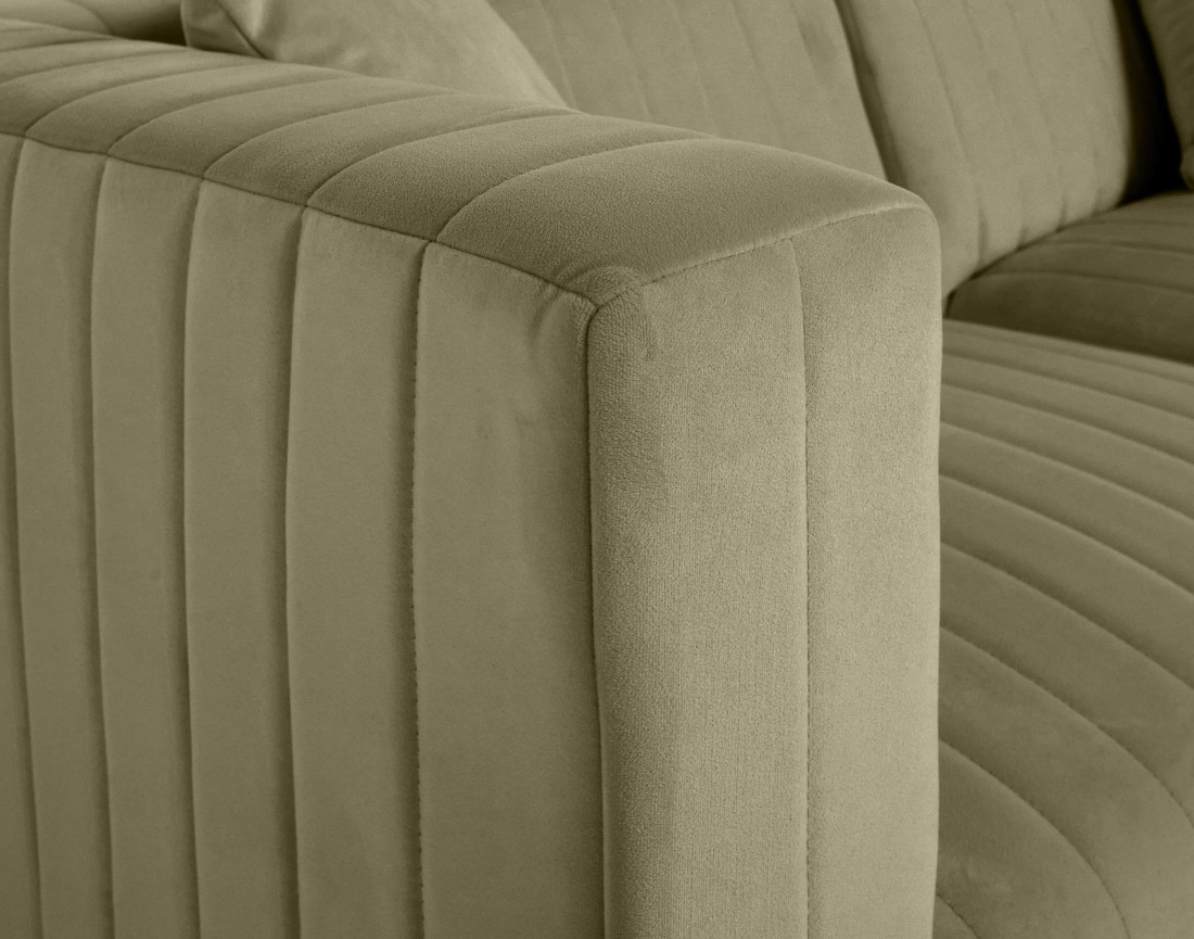 Canapé modulable d'angle gauche 5 places avec pouf d'appoint en velours Nova