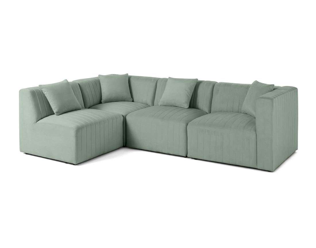 Canapé modulable d'angle gauche 5 places avec pouf d'appoint en velours Nova Canapé modulable d'angle gauche 5 places avec pouf d'appoint en velours Nova