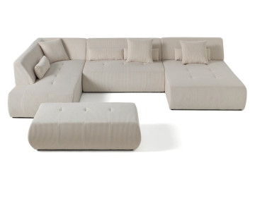Canapé panoramique d'angle gauche 7 places Onyx - Best Mobilier