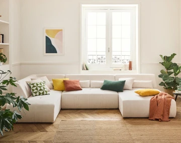 Canapé panoramique d'angle gauche 7 places Onyx - Best Mobilier