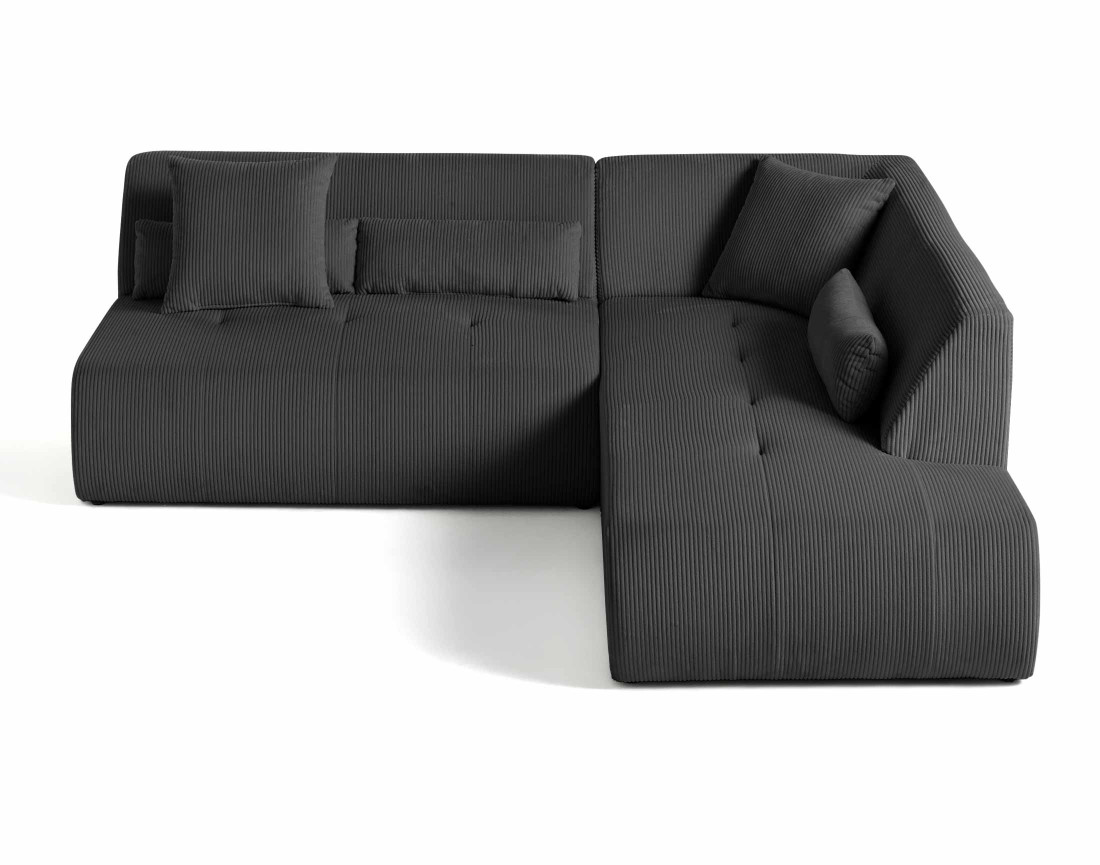 Canapé modulable d'angle droit 5 places en velours côtelé Onyx