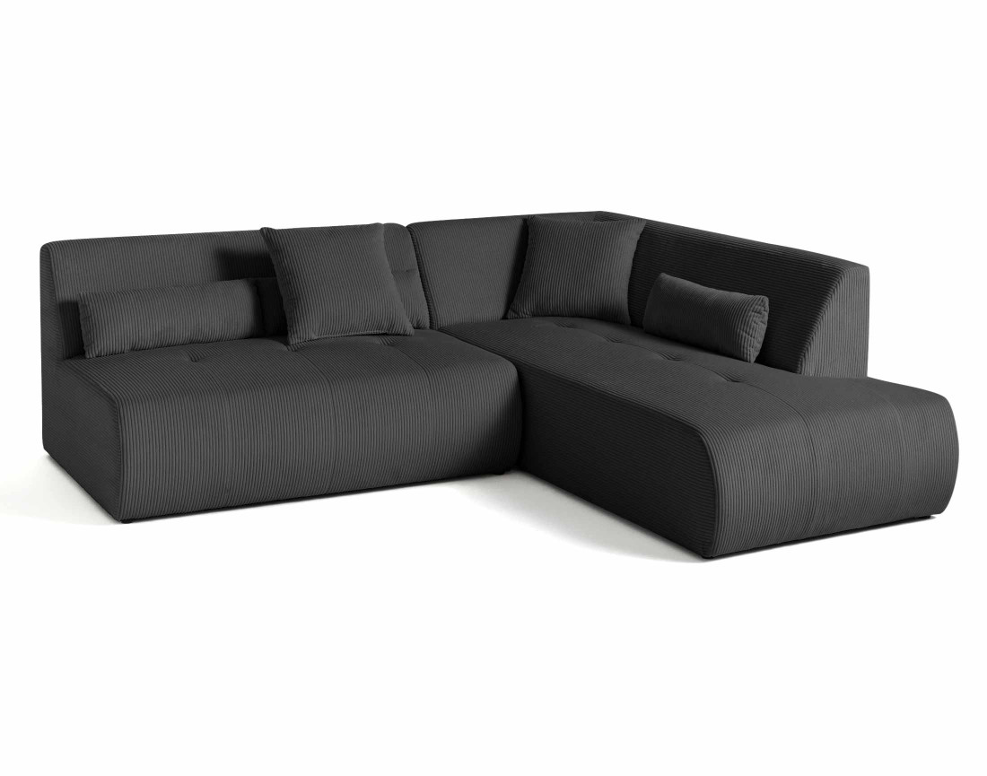 Canapé modulable d'angle droit 5 places en velours côtelé Onyx
