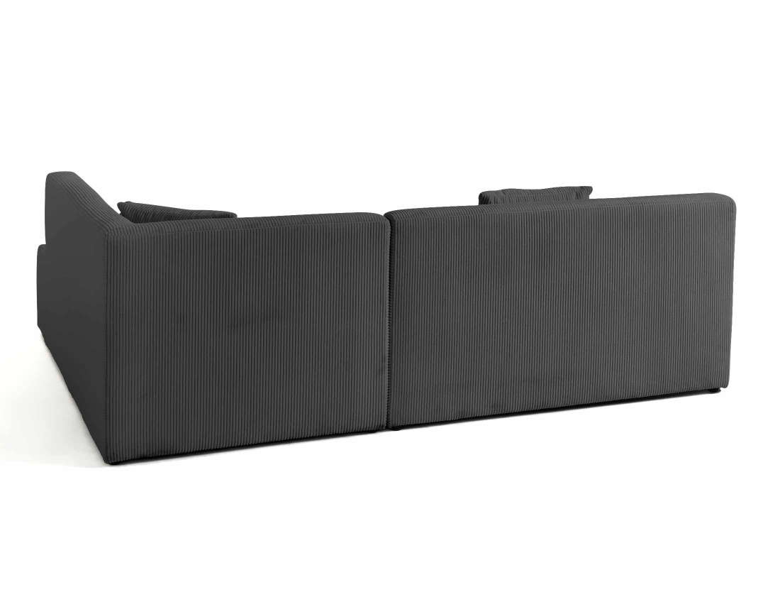 Canapé modulable d'angle droit 5 places en velours côtelé Onyx