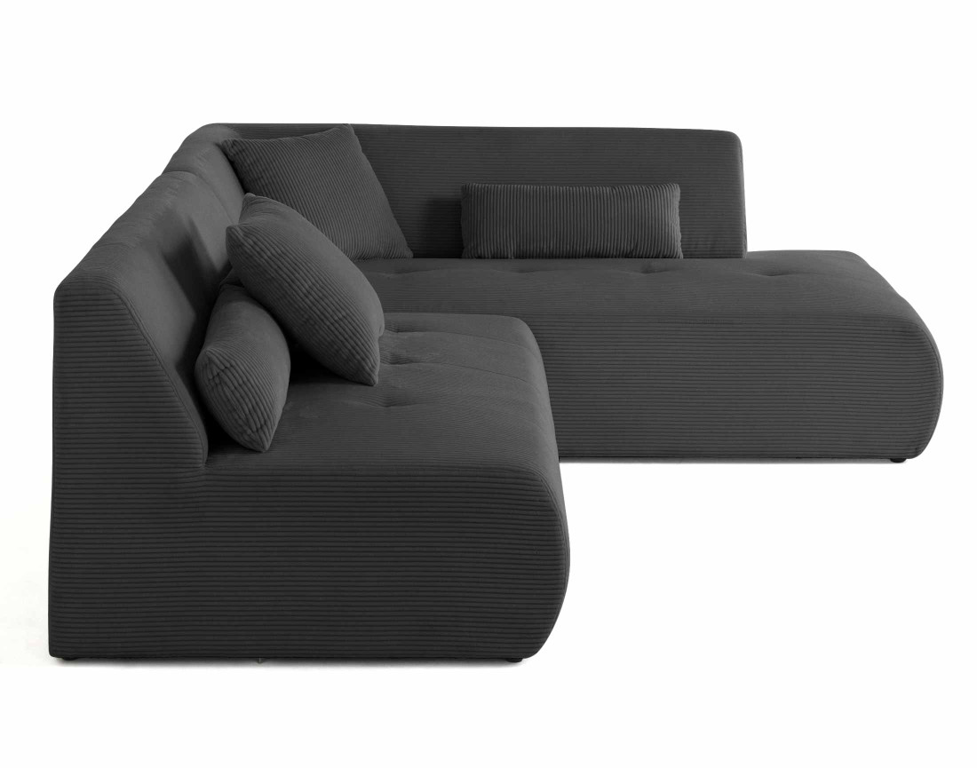 Canapé modulable d'angle droit 5 places en velours côtelé Onyx