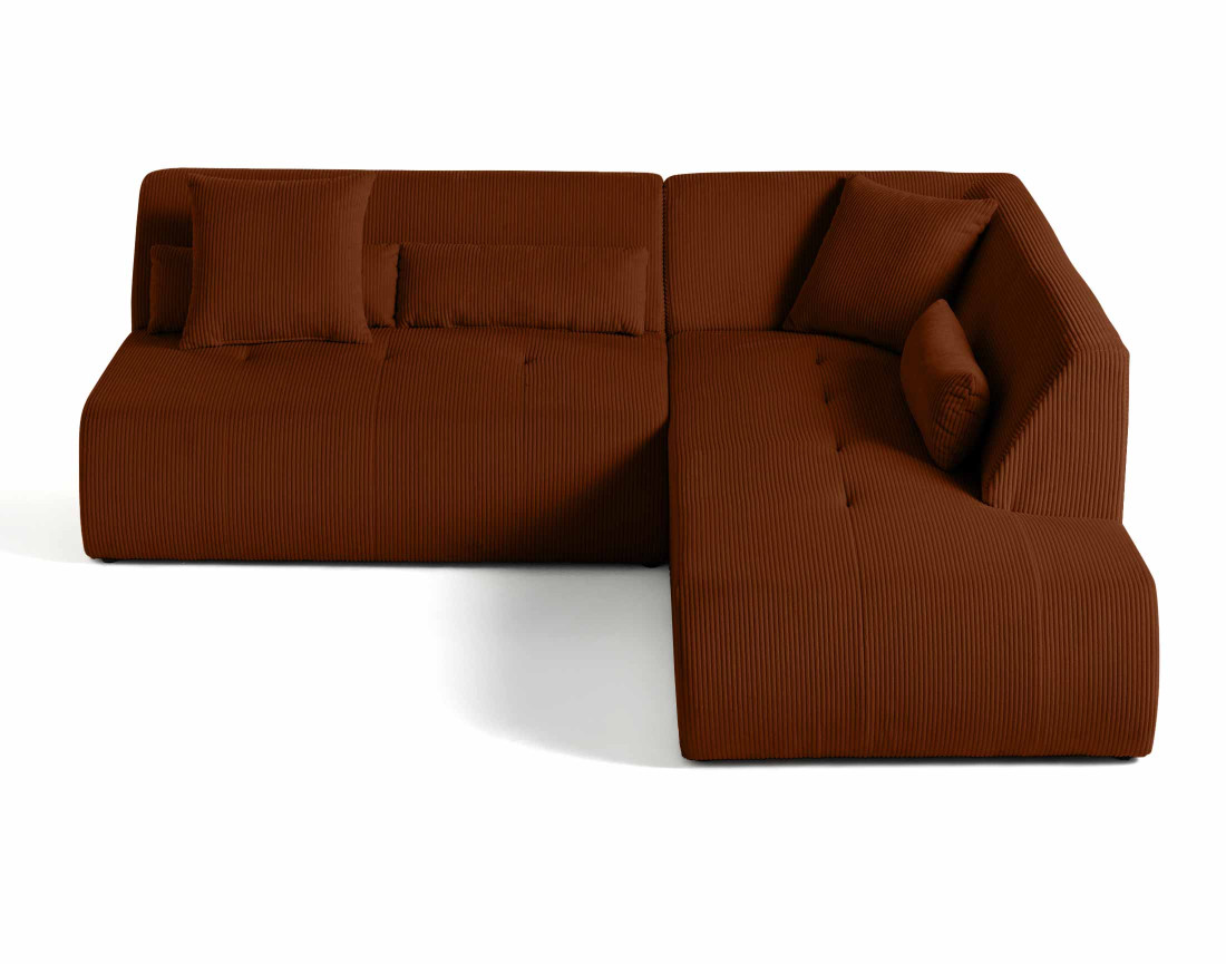 Canapé modulable d'angle droit 5 places en velours côtelé Onyx