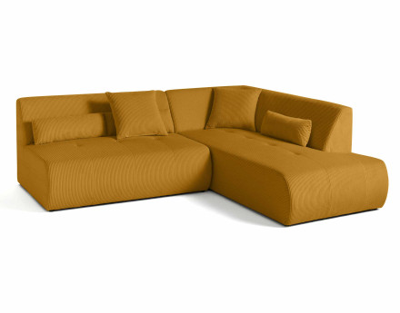 Canapé modulable d'angle droit 5 places en velours côtelé Onyx