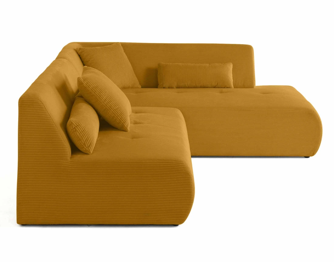 Canapé modulable d'angle droit 5 places en velours côtelé Onyx