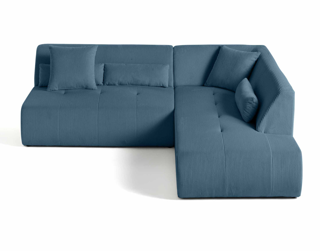 Canapé modulable d'angle droit 5 places en velours côtelé Onyx