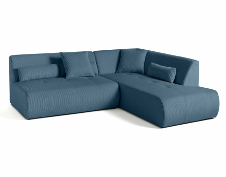 Canapé modulable d'angle droit 5 places en velours côtelé Onyx