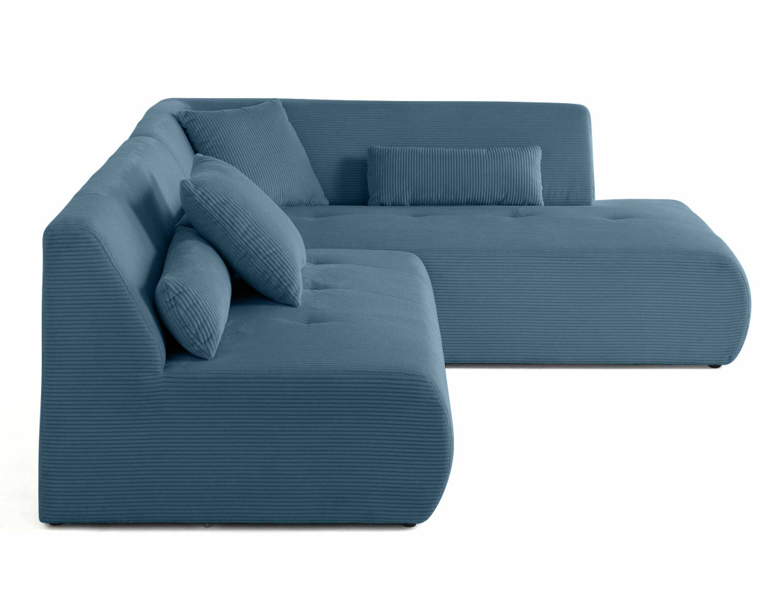 Canapé modulable d'angle droit 5 places en velours côtelé Onyx