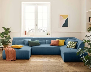 Canapé panoramique modulable d'angle droit 7 places Onyx - Best Mobilier