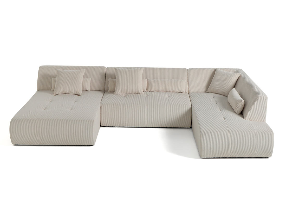 Canapé panoramique modulable d'angle droit 7 places en velours côtelé Onyx Canapé panoramique modulable d'angle droit 7 places en velours côtelé Onyx