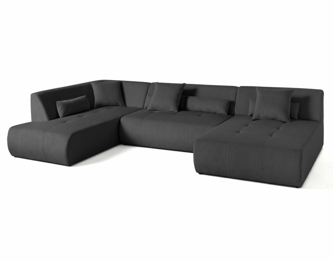 Canapé modulable d'angle gauche 7 places en velours côtelé Onyx