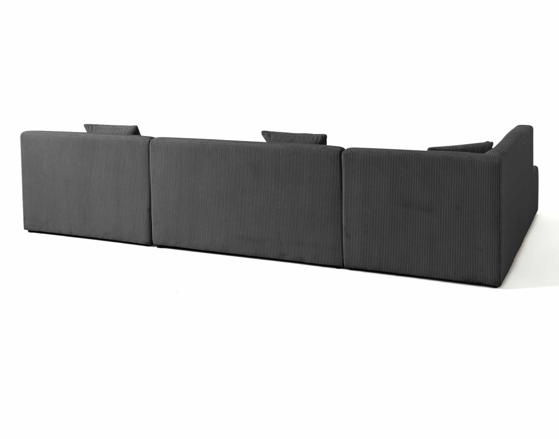 Canapé modulable d'angle gauche 7 places en velours côtelé Onyx