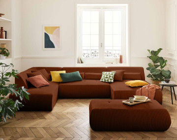 Canapé panoramique modulable d'angle gauche 7 places Onyx - Best Mobilier