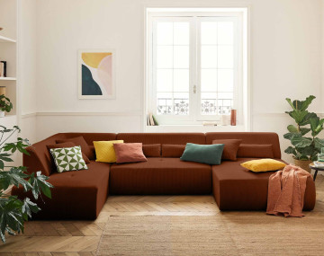 Canapé panoramique modulable d'angle gauche 7 places Onyx - Best Mobilier