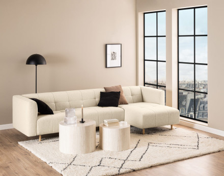 Lot de deux tables basses rondes effet travertin 58 et 50 cm Pueblo