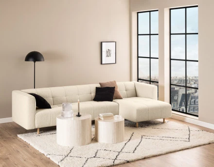 Lot de deux tables basses rondes effet travertin 58 et 50 cm Pueblo