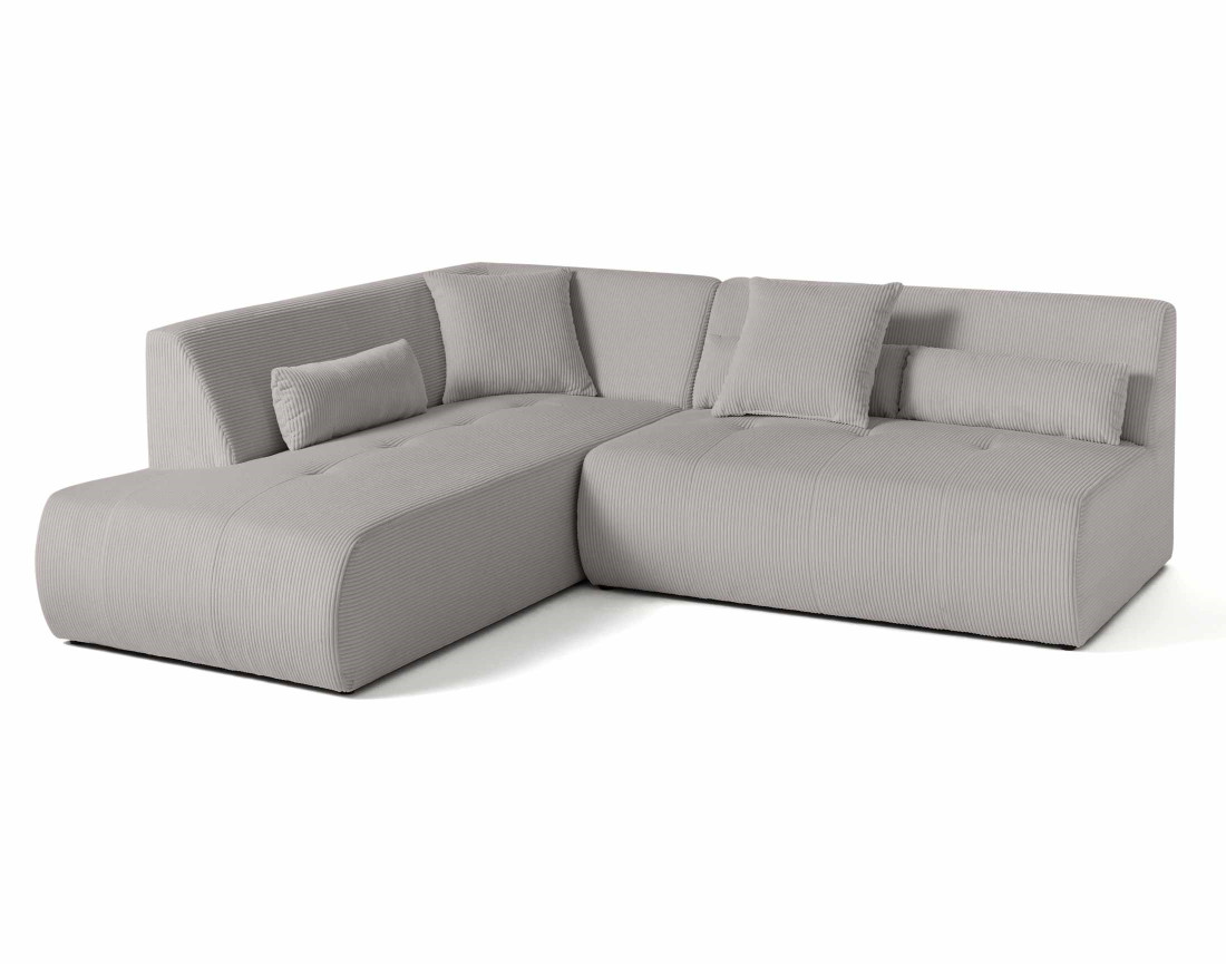 Canapé modulable d'angle gauche 5 places en velours côtelé Onyx