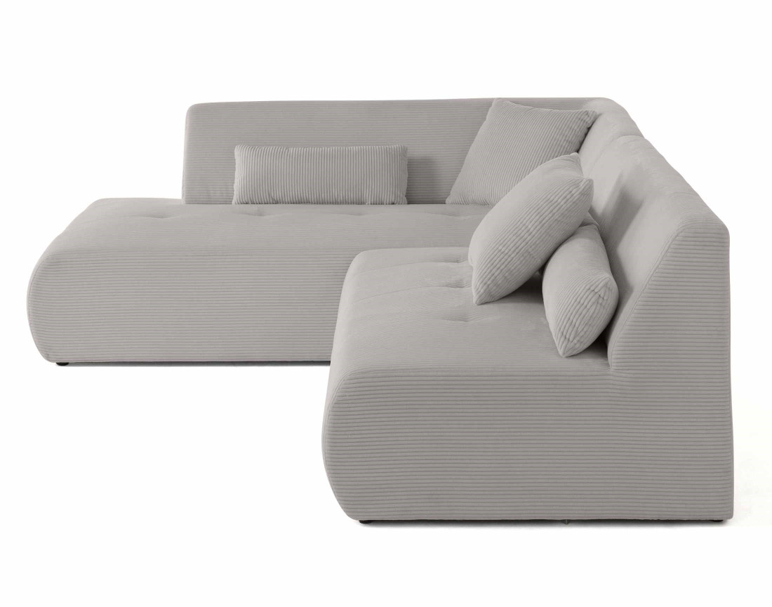 Canapé modulable d'angle gauche 5 places en velours côtelé Onyx