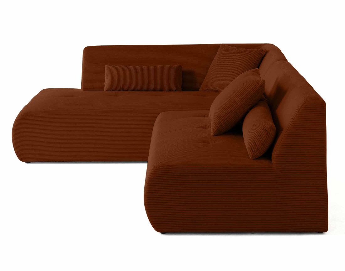 Canapé modulable d'angle gauche 5 places en velours côtelé Onyx