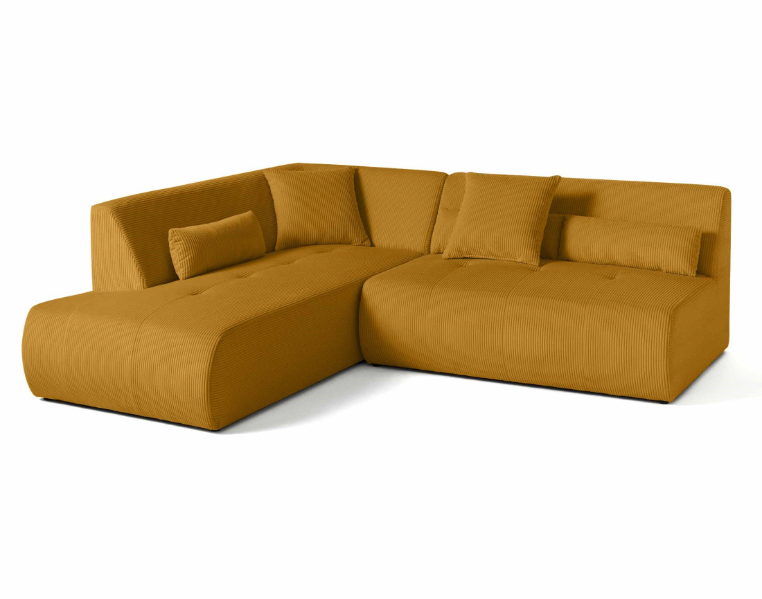 Canapé modulable d'angle gauche 5 places en velours côtelé Onyx