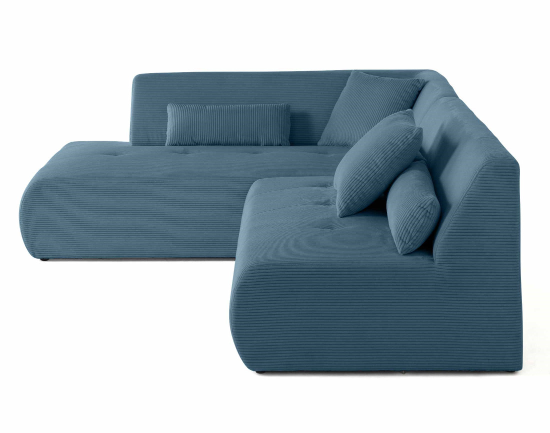 Canapé modulable d'angle gauche 5 places en velours côtelé Onyx