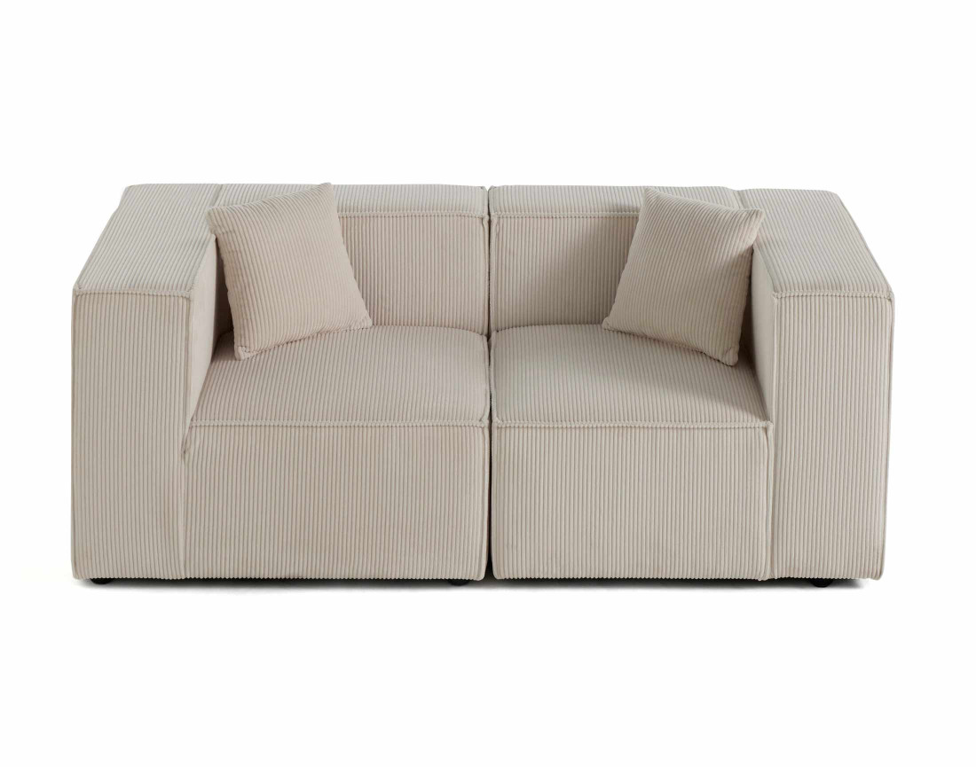 Canapé modulable 2 places en velours côtelé Arty