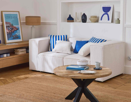 Canapé modulable 2 places en velours côtelé Arty