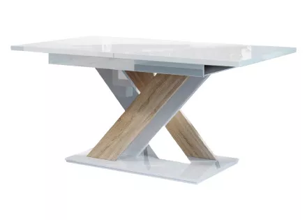 Table à manger extensible blanc et chêne clair 140 à 180 cm Buriti