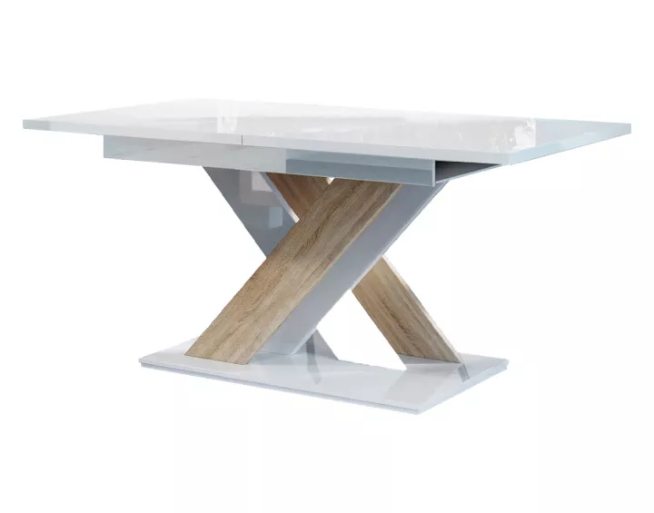 Table à manger extensible blanc et chêne clair 140 à 180 cm Buriti