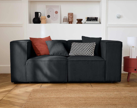 Canapé modulable 2 places en velours côtelé Arty