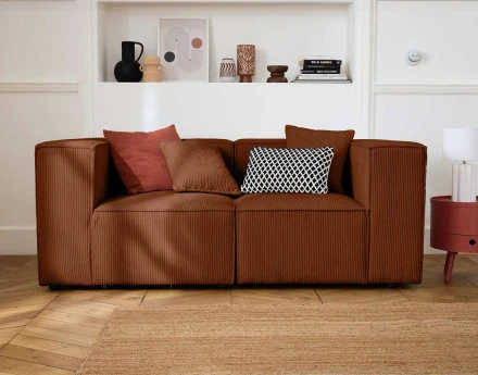 Canapé modulable 2 places en velours côtelé Arty