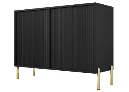 Buffet 2 portes noir et pieds dorés 104cm Velloso