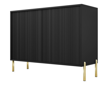 Buffet 2 portes noir et pieds dorés  2 portes 104cm Velloso