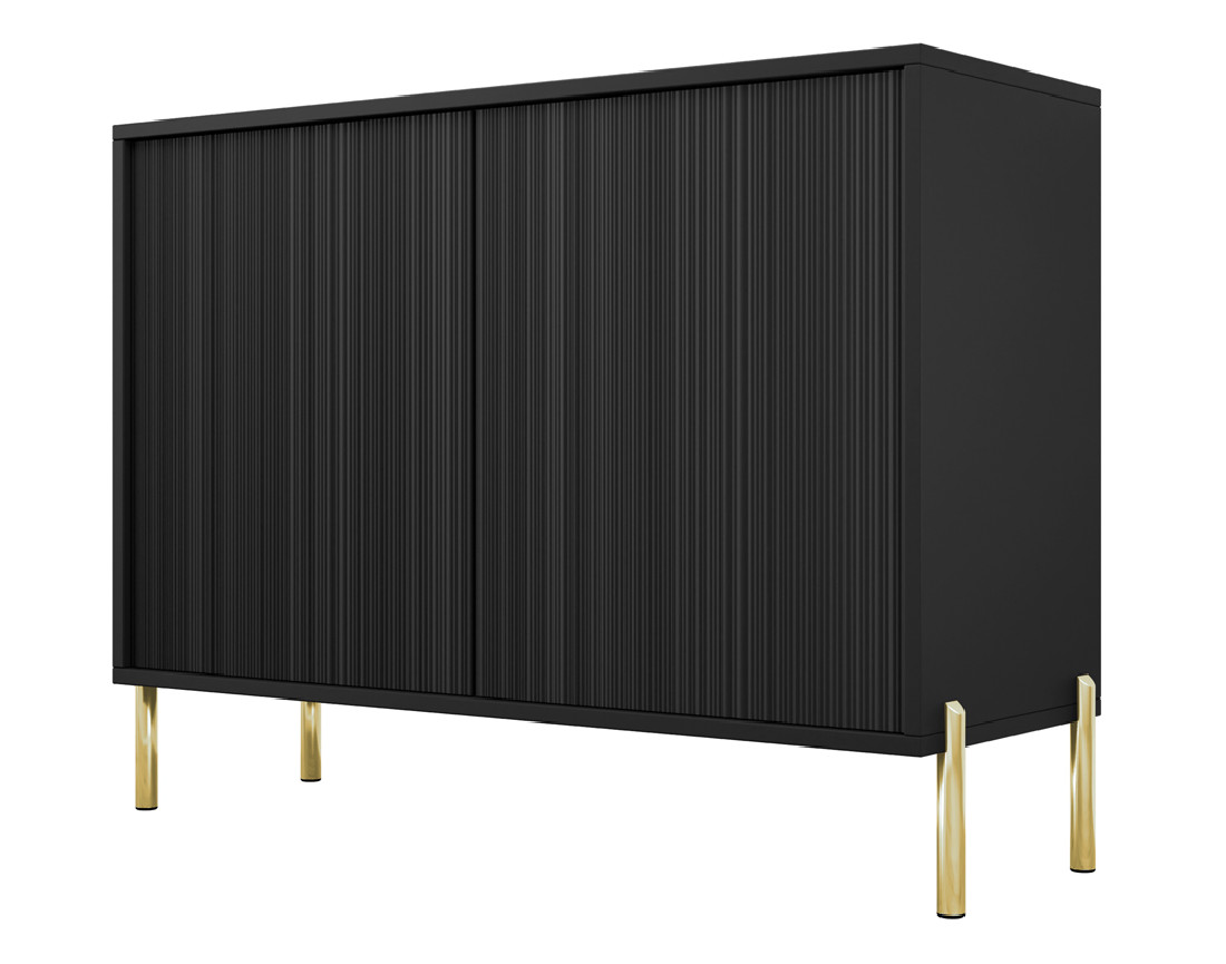 Buffet 2 portes noir et pieds dorés 104cm Velloso
