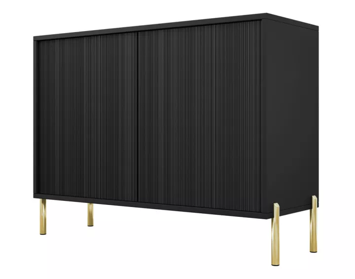 Buffet 2 portes noir et pieds dorés 104cm Velloso