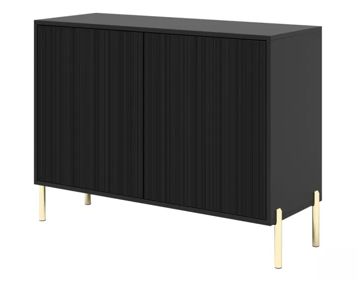 Buffet 2 portes noir et pieds dorés 104cm Velloso