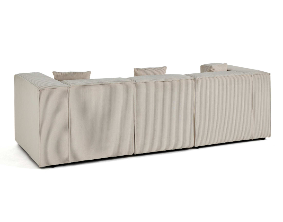 Canapé modulable 3 places en velours côtelé Arty