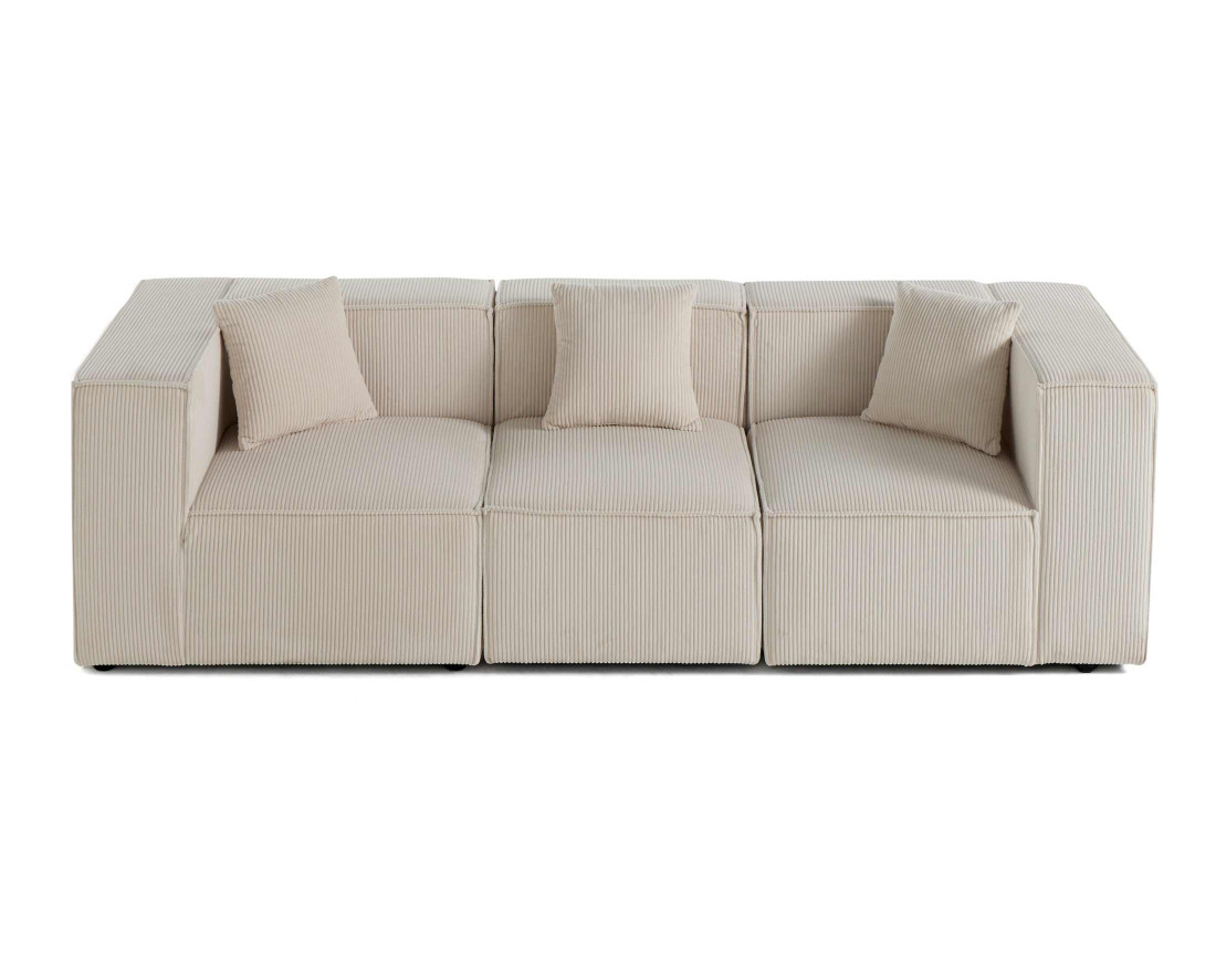 Canapé modulable 3 places en velours côtelé Arty