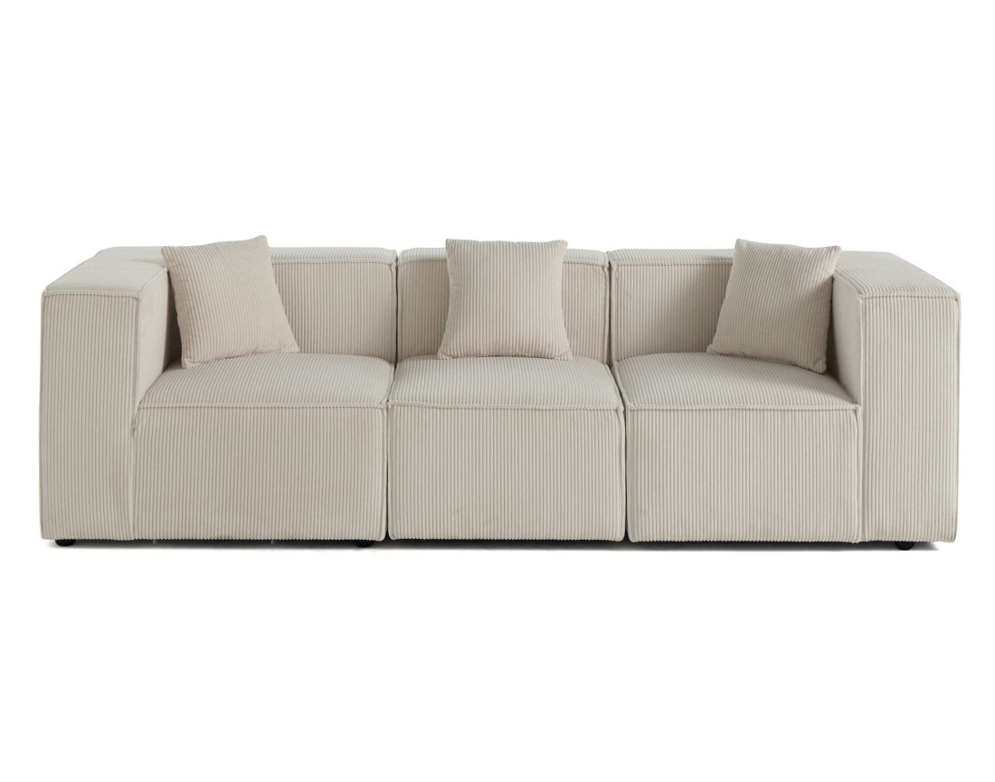 Canapé modulable 3 places en velours côtelé Arty