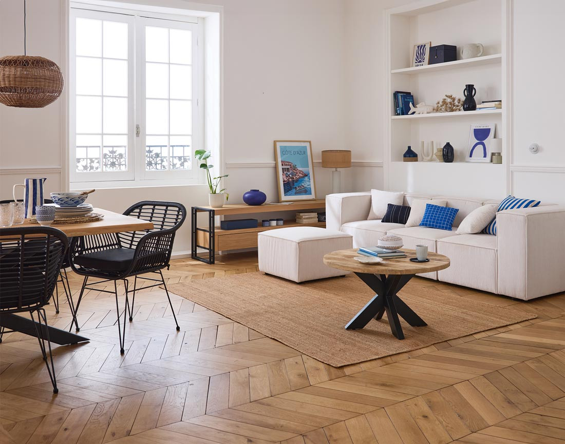 Canapé modulable 3 places en velours côtelé Arty