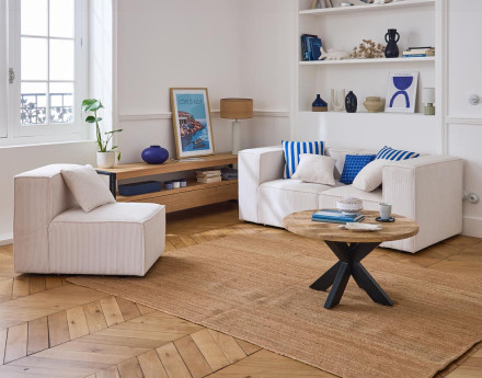 Canapé modulable 3 places en velours côtelé Arty