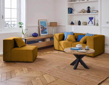 Canapé modulable 3 places en velours côtelé Arty